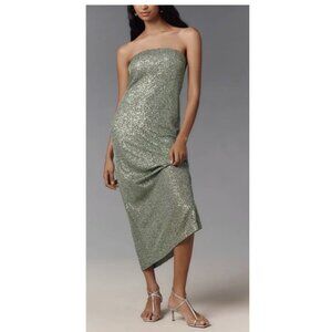 Anthropologie Green Sequin Sparky Sleveless Maxi Dress 2X